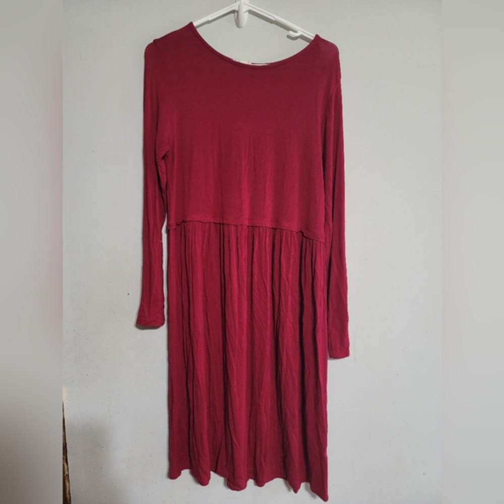 Les Amis Burgandy Dress - Large Maroon Knit Fall Fashion Sweater Dress Autumn‎